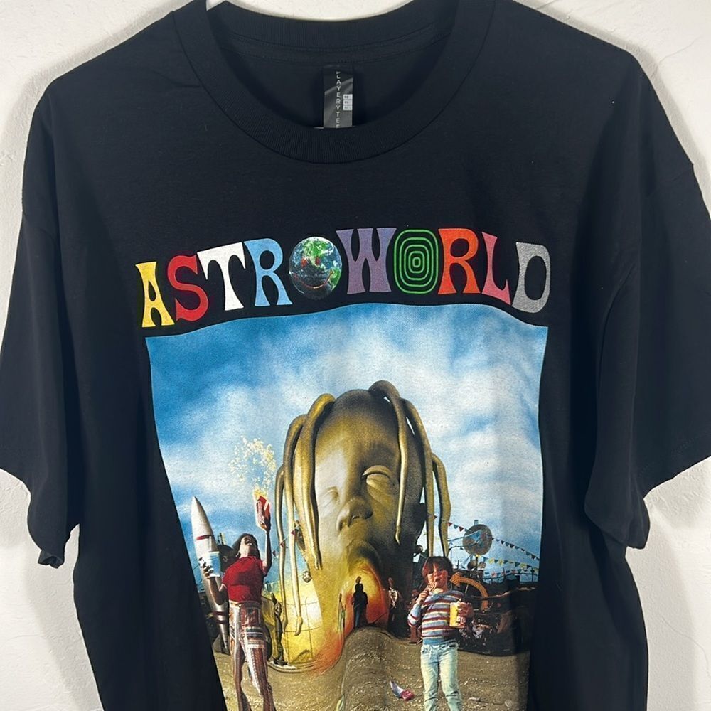 🔥‎ "NEW" TRAVIS SCOTT ASTROWORLD Rap Music Concert  Band Black Tee - Men Sz XL